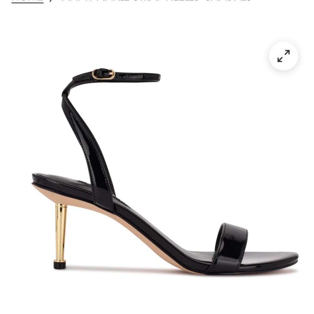 Nine West Black and Gold Ankle Strap Sandals